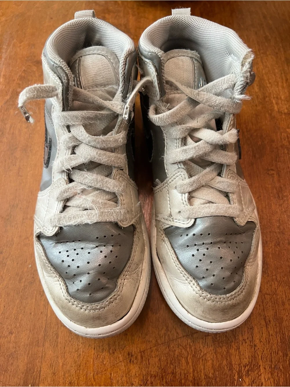 Nike Air Jordan 1 Mid Toddler Sneakers Gray Silver Black Size 13C